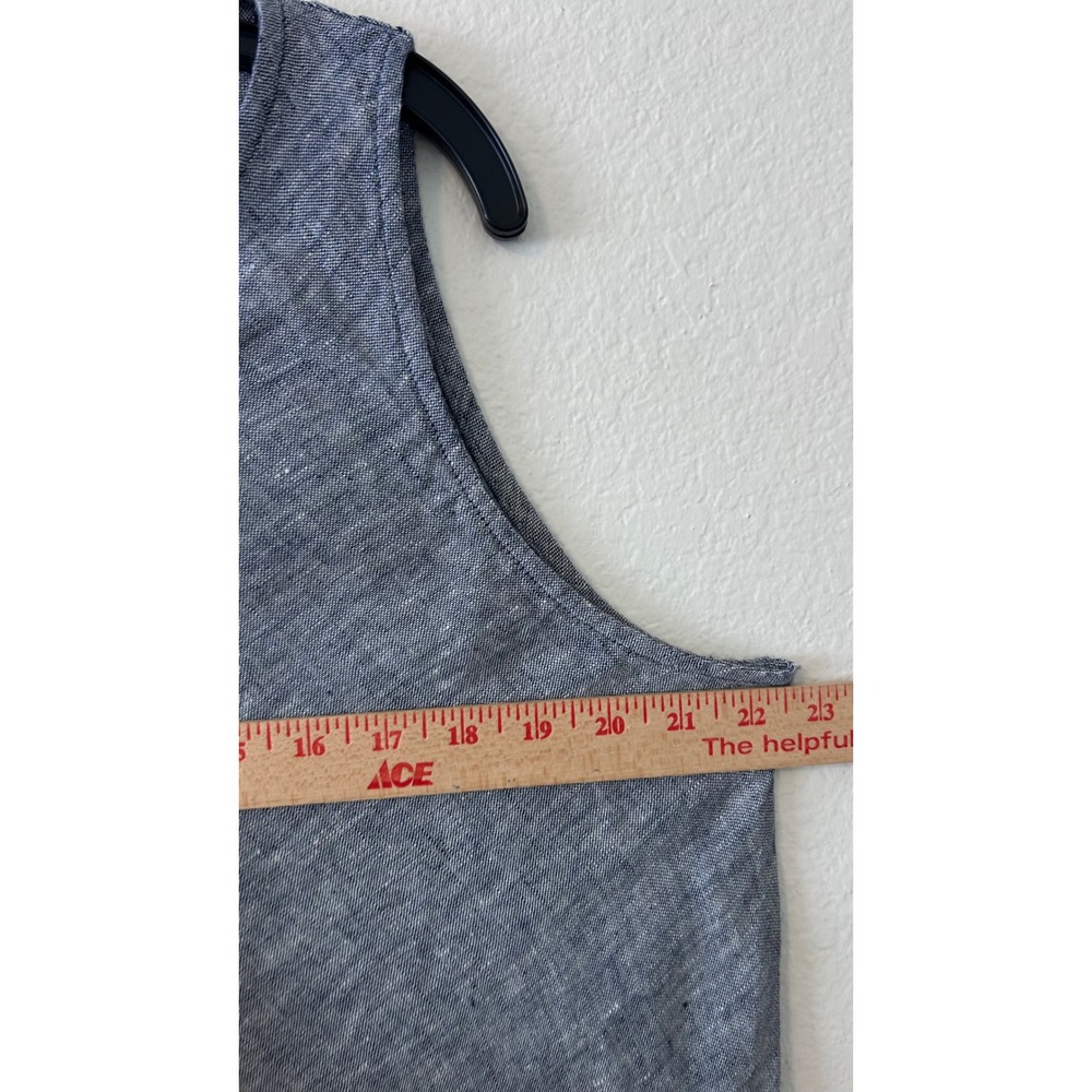 Lands End Preppy Coastal SZ LP Indigo Blue 100% Linen Sleeveless Swing Dress NWT - Picture 4 of 6